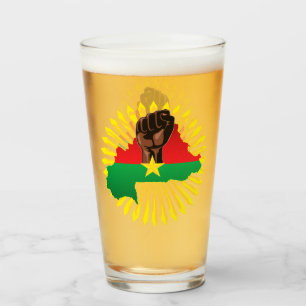 Burkina Faso Karta, Flagga och Revolution Fist Glaskopp