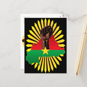 Burkina Faso Karta, Flagga och Revolution Fist Helg Vykort