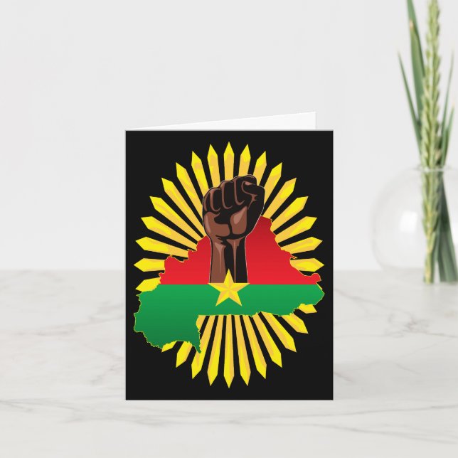 Burkina Faso Karta, Flagga och Revolution Fist Inbjudan (Framsida)