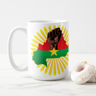 Burkina Faso Karta, Flagga och Revolution Fist Kaffemugg