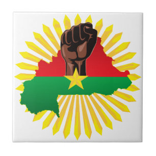 Burkina Faso Karta, Flagga och Revolution Fist Kakelplatta