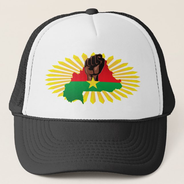 Burkina Faso Karta, Flagga och Revolution Fist Keps (Framsida)