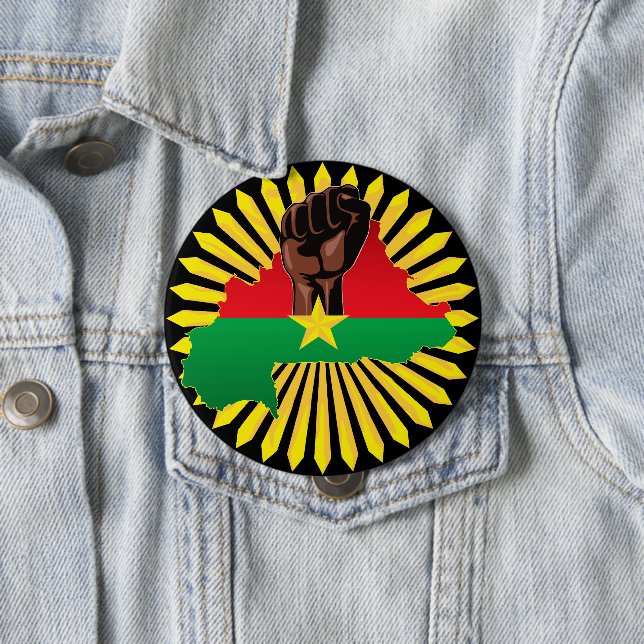 Burkina Faso Karta, Flagga och Revolution Fist Knapp (In Situ)