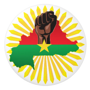 Burkina Faso Karta, Flagga och Revolution Fist Knopp