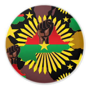 Burkina Faso Karta, Flagga och Revolution Fist Knopp