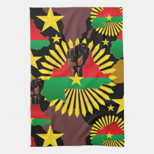 Burkina Faso Karta, Flagga och Revolution Fist Kökshandduk
