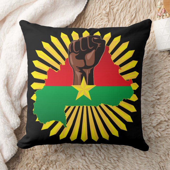 Burkina Faso Karta, Flagga och Revolution Fist Kudde (Filt)