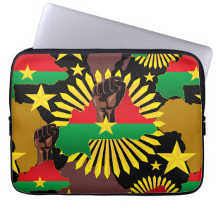Burkina Faso Karta, Flagga och Revolution Fist Laptop Fodral