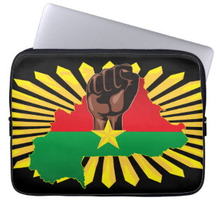 Burkina Faso Karta, Flagga och Revolution Fist Laptop Fodral