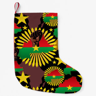 Burkina Faso Karta, Flagga och Revolution Fist Liten Julstrumpa