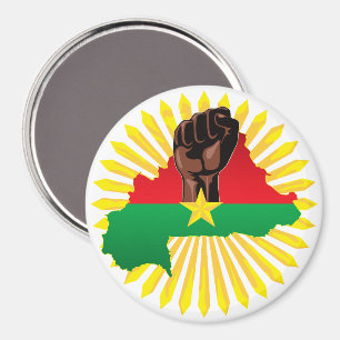 Burkina Faso Karta, Flagga och Revolution Fist Magnet
