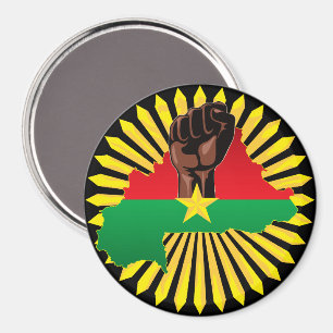 Burkina Faso Karta, Flagga och Revolution Fist Magnet