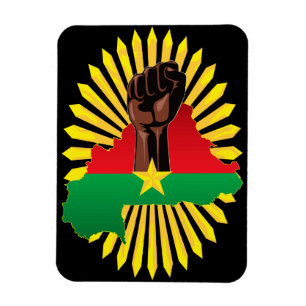 Burkina Faso Karta, Flagga och Revolution Fist Magnet