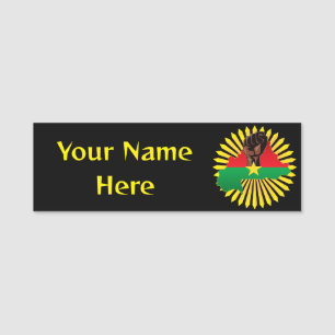 Burkina Faso Karta, Flagga och Revolution Fist Namnbricka