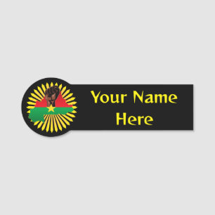 Burkina Faso Karta, Flagga och Revolution Fist Namnbricka