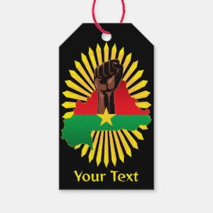 Burkina Faso Karta, Flagga och Revolution Fist Presentetikett