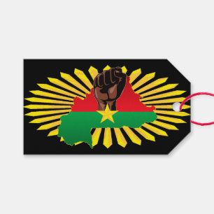 Burkina Faso Karta, Flagga och Revolution Fist Presentetikett