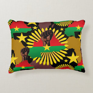 Burkina Faso Karta, Flagga och Revolution Fist Prydnadskudde