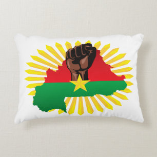 Burkina Faso Karta, Flagga och Revolution Fist Prydnadskudde