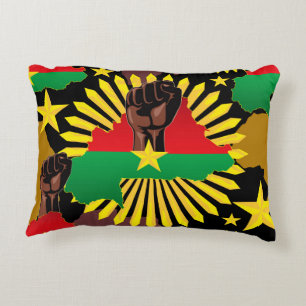 Burkina Faso Karta, Flagga och Revolution Fist Prydnadskudde