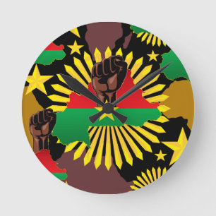 Burkina Faso Karta, Flagga och Revolution Fist Rund Klocka