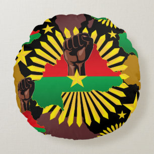 Burkina Faso Karta, Flagga och Revolution Fist Rund Kudde
