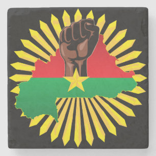 Burkina Faso Karta, Flagga och Revolution Fist Stenunderlägg