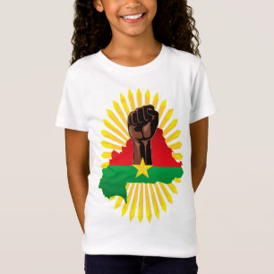 Burkina Faso Karta, Flagga och Revolution Fist T Shirt
