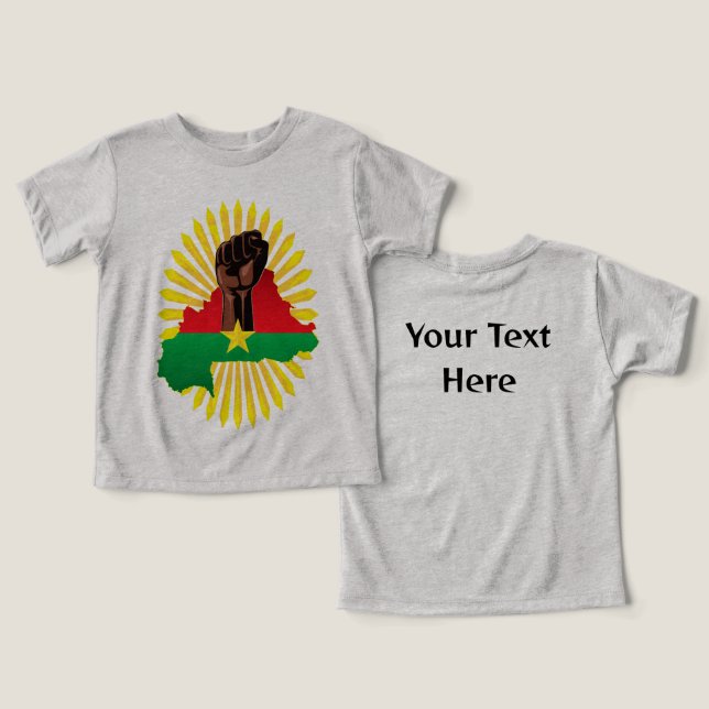 Burkina Faso Karta, Flagga och Revolution Fist T Shirt (Design fram och bak)