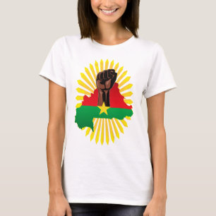 Burkina Faso Karta, Flagga och Revolution Fist T Shirt