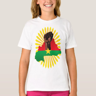 Burkina Faso Karta, Flagga och Revolution Fist T Shirt