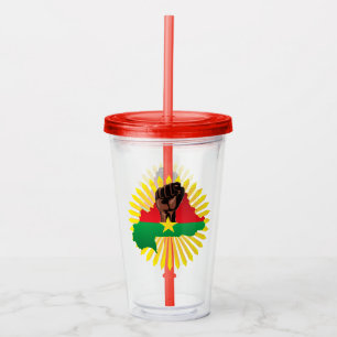 Burkina Faso Karta, Flagga och Revolution Fist Take Away Mugg