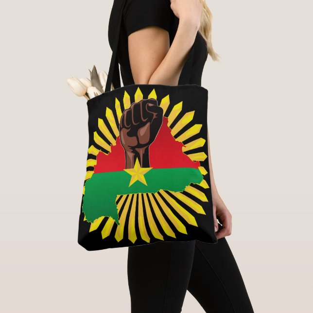 Burkina Faso Karta, Flagga och Revolution Fist Tygkasse (Närbild)
