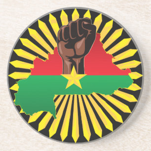 Burkina Faso Karta, Flagga och Revolution Fist Underlägg