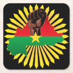 Burkina Faso Karta, Flagga och Revolution Fist Underlägg Papper Kvadrat<br><div class="desc">Burkina Faso karta med sin Flagga och en symbolisk Revolution Fist som representerar makt,  Stiga upp,  motstånd,  frihetskamp,  på Abstrakt Bright Sol Rays. Original Vector Illustration Copyright BluedarkArt ChameleonArt.</div>