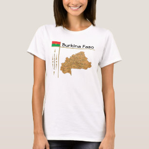 Burkina Faso-karta + flagga + titel T-shirt