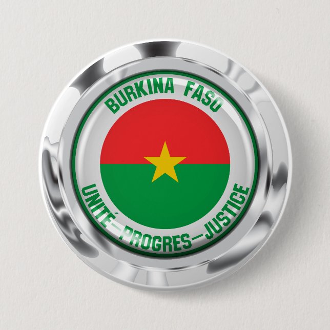 Burkina Faso Round Emblem Knapp (Framsida)