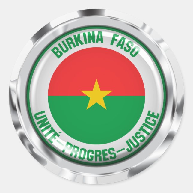 Burkina Faso Round Emblem Runt Klistermärke (Framsida)