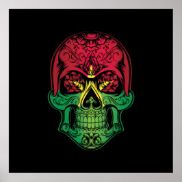 Burkina Faso Skull och Ro Flagga Poster