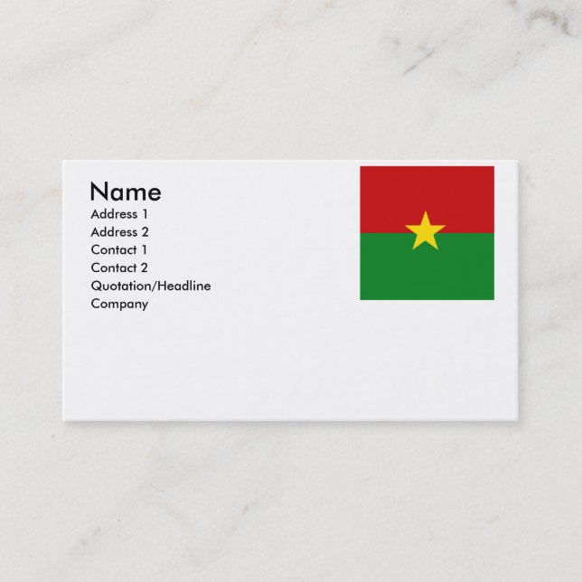 Burkina Faso Visitkort (Framsida)