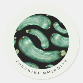 Burklapp | Datum | Zucchinimönster Runt Klistermärke