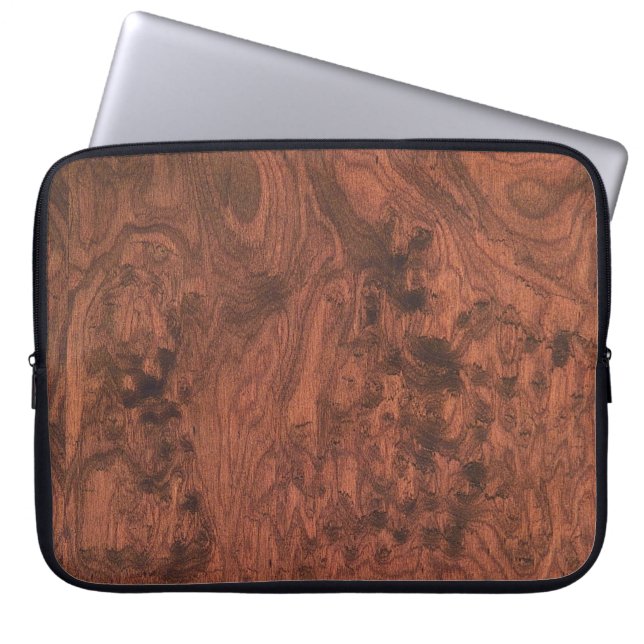 Burl Mahogny Trästruktur Laptop Fodral (Framsidan)