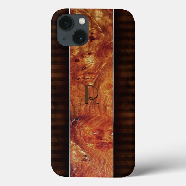 Burl Wood look Monogrammed iPad Air Case (Baksida)
