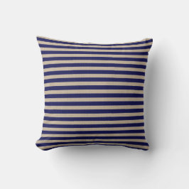 Burlap and Navy Blue Rand Pillow Kudde