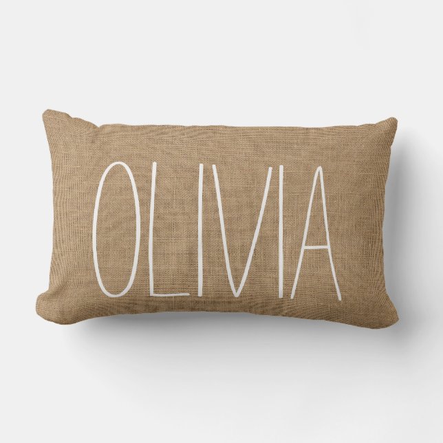Burlap Anpassningsbar Rustic Pillow Lumbarkudde (Framsida)