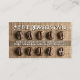 Burlap Bean Coffee Shop Rewards Loyalty Punch Card Visitkort