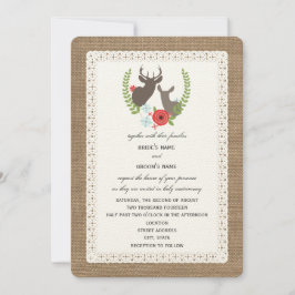 Burlap + Blommigt med inspikad Snöre Buck + Doe Inbjudningar