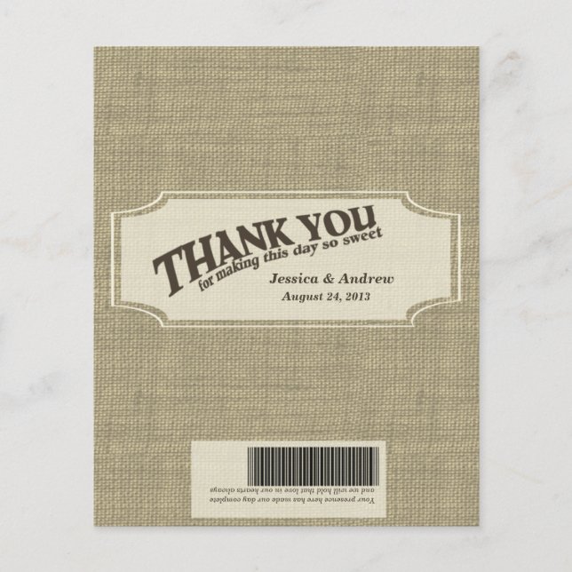 Burlap Candy Pub Wrapper Favor (Framsida)