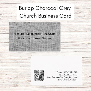 Burlap Charcol Grått Church Pastor Visitkort