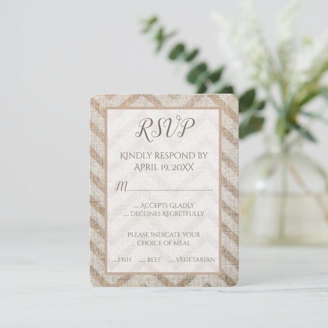 Burlap Chevron Bröllop OSA Card (Stående Fram)